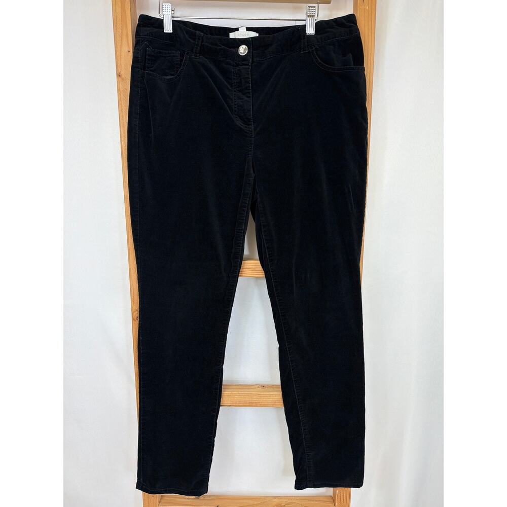 Chicos Black Five Pocket Denim Style Cotton Velvet Slim Leg Pants Size 2